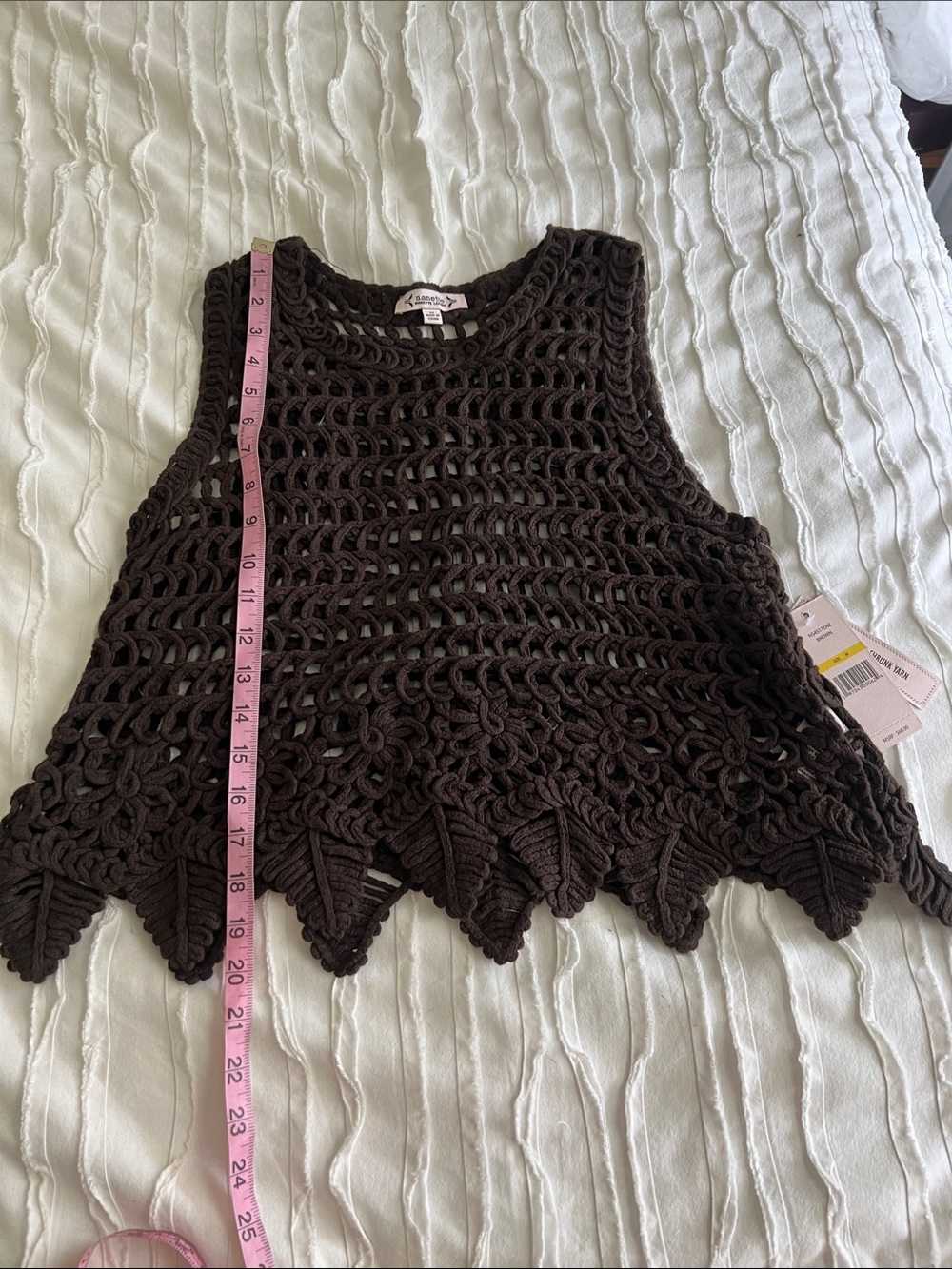 Nanette Lepore Brown Open-Knit Crochet Top - Picture 4 of 9